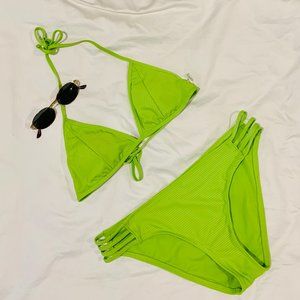 neon green triangle bikini
